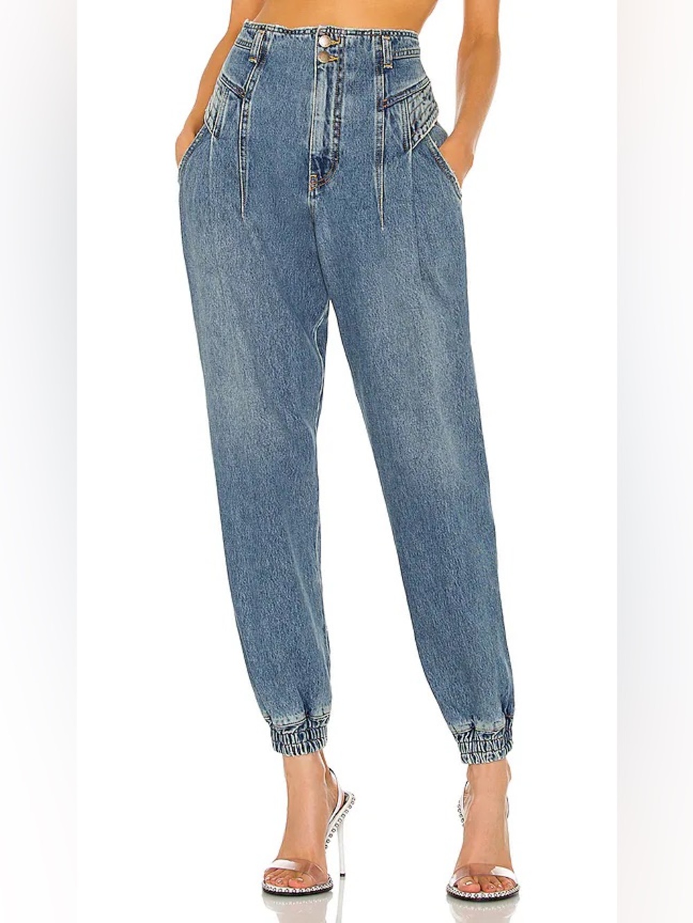 Retrofete Revolve Miriam pant Jeans size 31 High Rise Pleated jogger